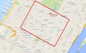 a map with a red border